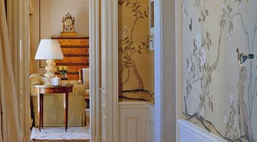 High quality wallpaper applied to a domestic hallway 