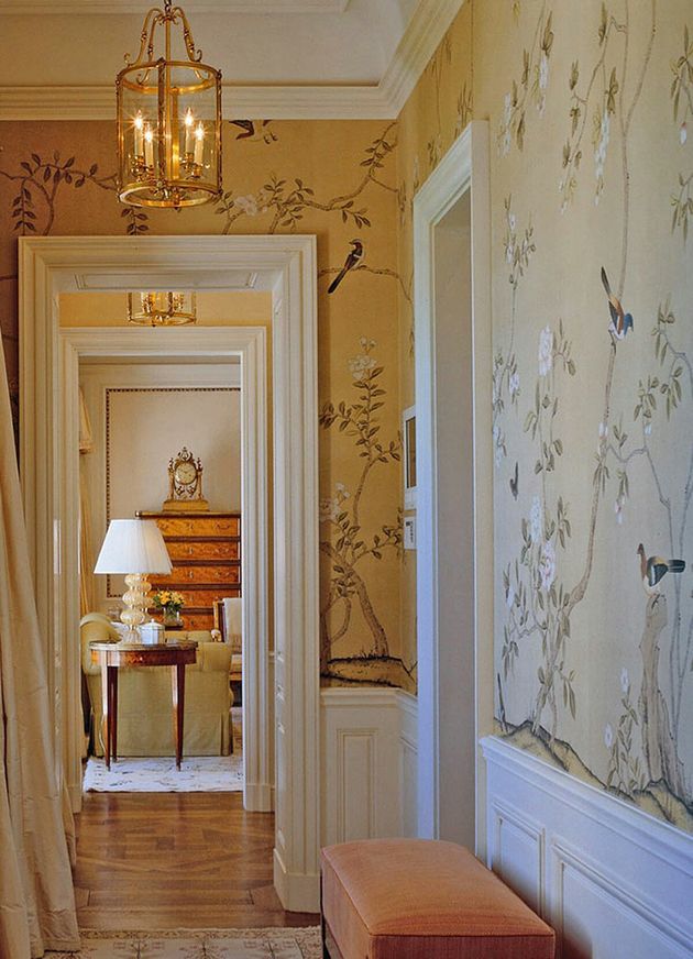 Example of a wallpapered hallway